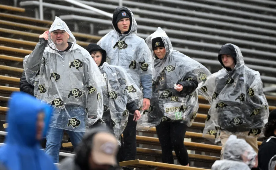 Despite The Gloomy Weather, CU Buffs Fans Gather At Folsom Field To Support Their Team